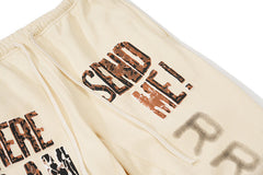 FOG X RRR123 Letter Print Graffiti Streetwear Vintage Fleece Sweatpants