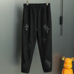 Chrome Hearts Corduroy Embroidered Casual Pants - Black