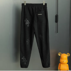 Chrome Hearts Corduroy Embroidered Casual Pants - Black