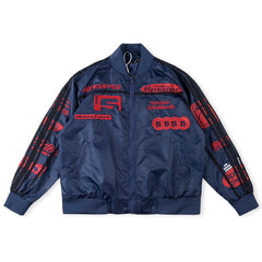 Sp5der Satin Bomber Jacket Blue