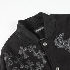 Chrome Hearts Classic Sanskrit Cross Embroidery Baseball Jacket