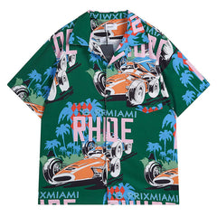 RHUDE X WEBSTER Miami Racing LinenI Grand Prix Button UP Shirts