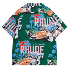 RHUDE X WEBSTER Miami Racing LinenI Grand Prix Button UP Shirts