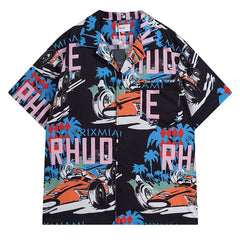 RHUDE X WEBSTER Miami Racing LinenI Grand Prix Button UP Shirts