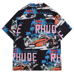 RHUDE X WEBSTER Miami Racing LinenI Grand Prix Button UP Shirts