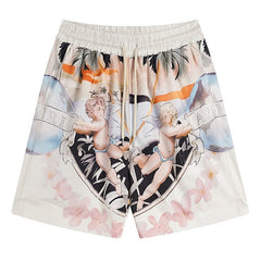 AMIRI Straight-Leg Printed Silk-Twill Drawstring Shorts