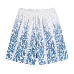 AMIRI Logo-Print Gradient Silk Shorts