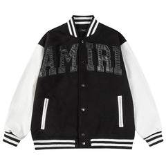 AMIRI Logo-Appliquéd Leather Bomber Jacket