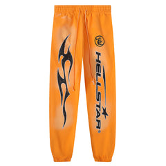 Hellstar Fire Orange Closed Elastic Bottom sweatpants