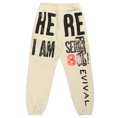 FOG X RRR123 Letter Print Graffiti Streetwear Vintage Fleece Sweatpants