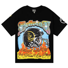 Hellstar Letter Printed T-Shirt Black