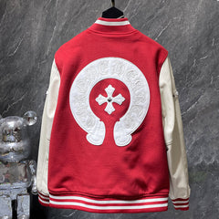 Chrome Hearts Sanskrit Cross Embroidered Baseball Jacket #8657