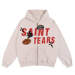 Saint Michael Tears Printed Hoodie